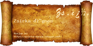 Zsirka Ágnes névjegykártya